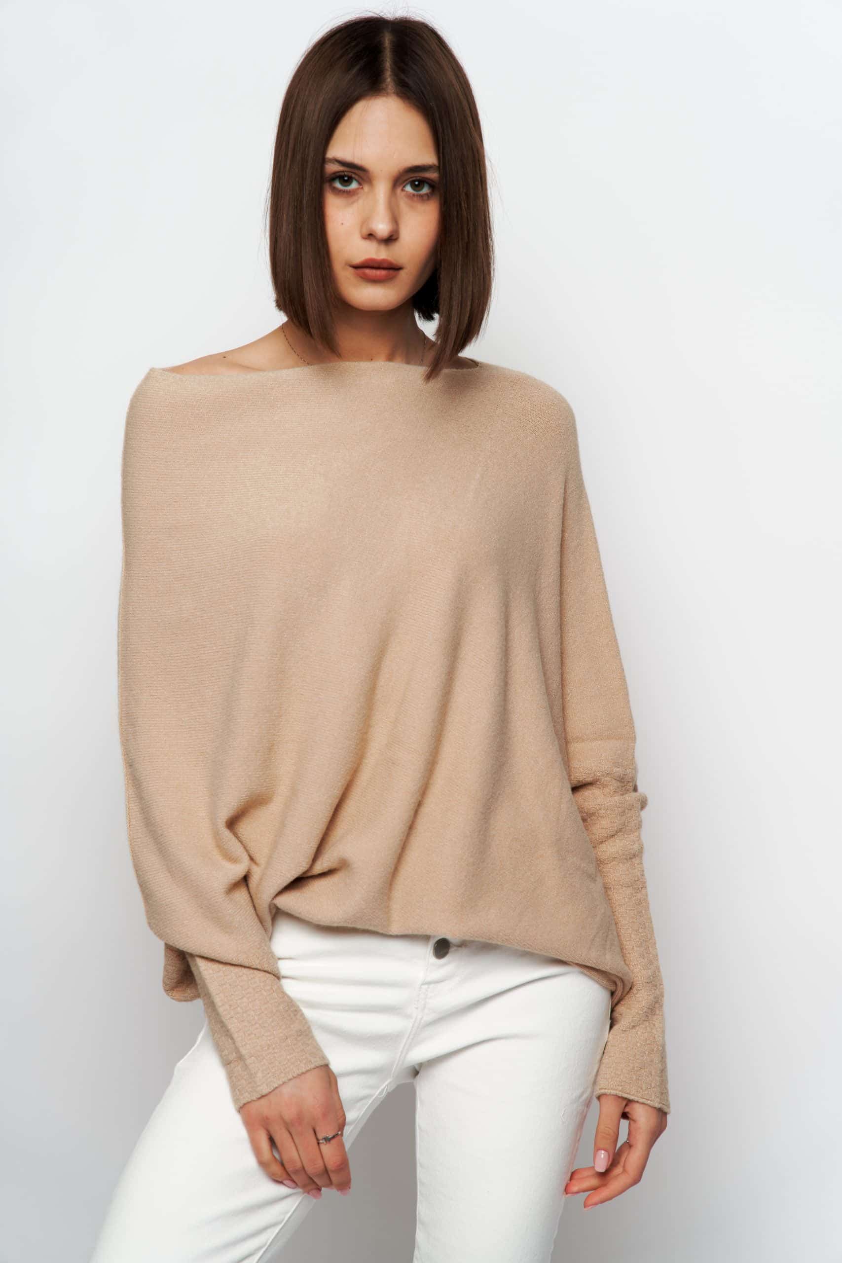 Asymmetric Knit, Beige image 1
