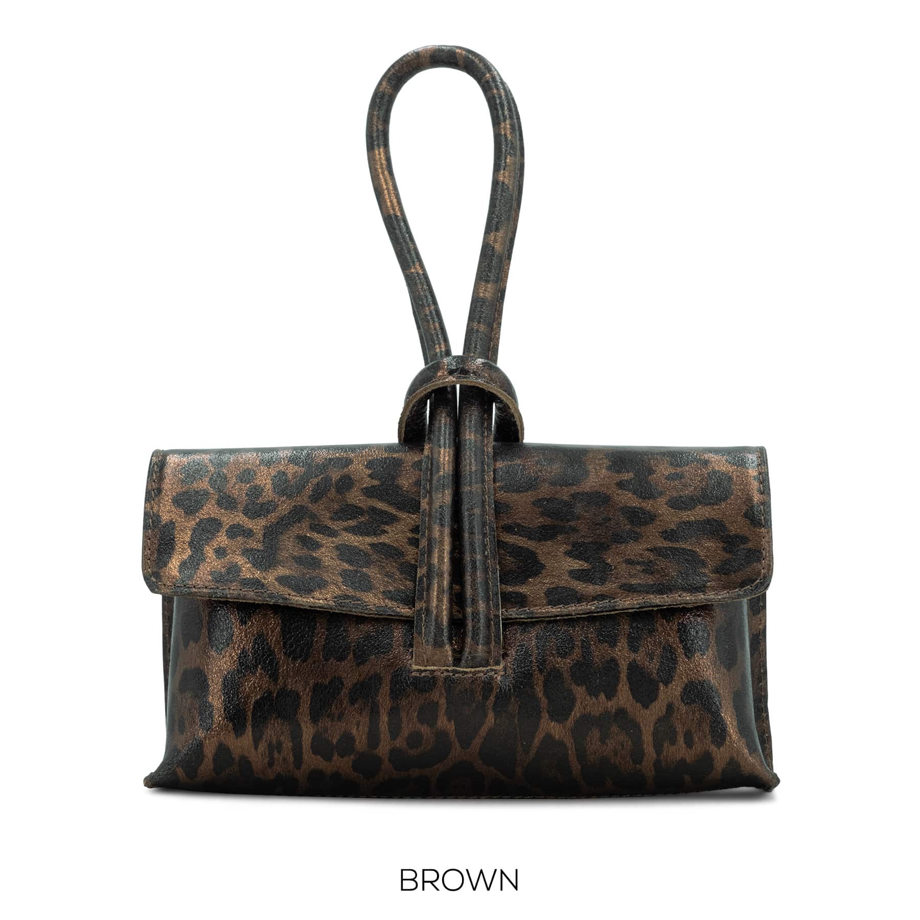Leather Loop Bag, Brown Animal print image 0