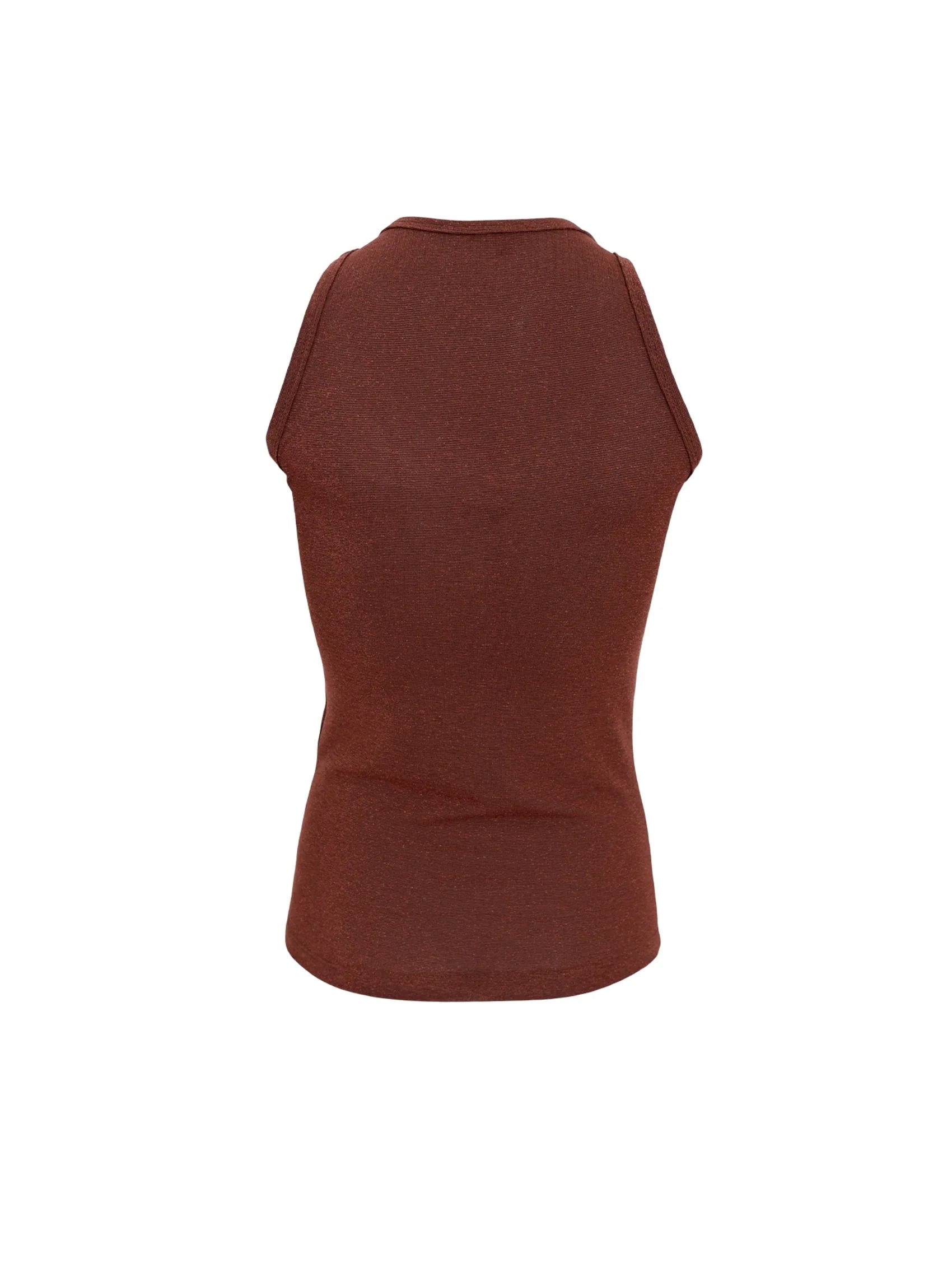 Faye Lurex Vest Top, Coffee colour image 2