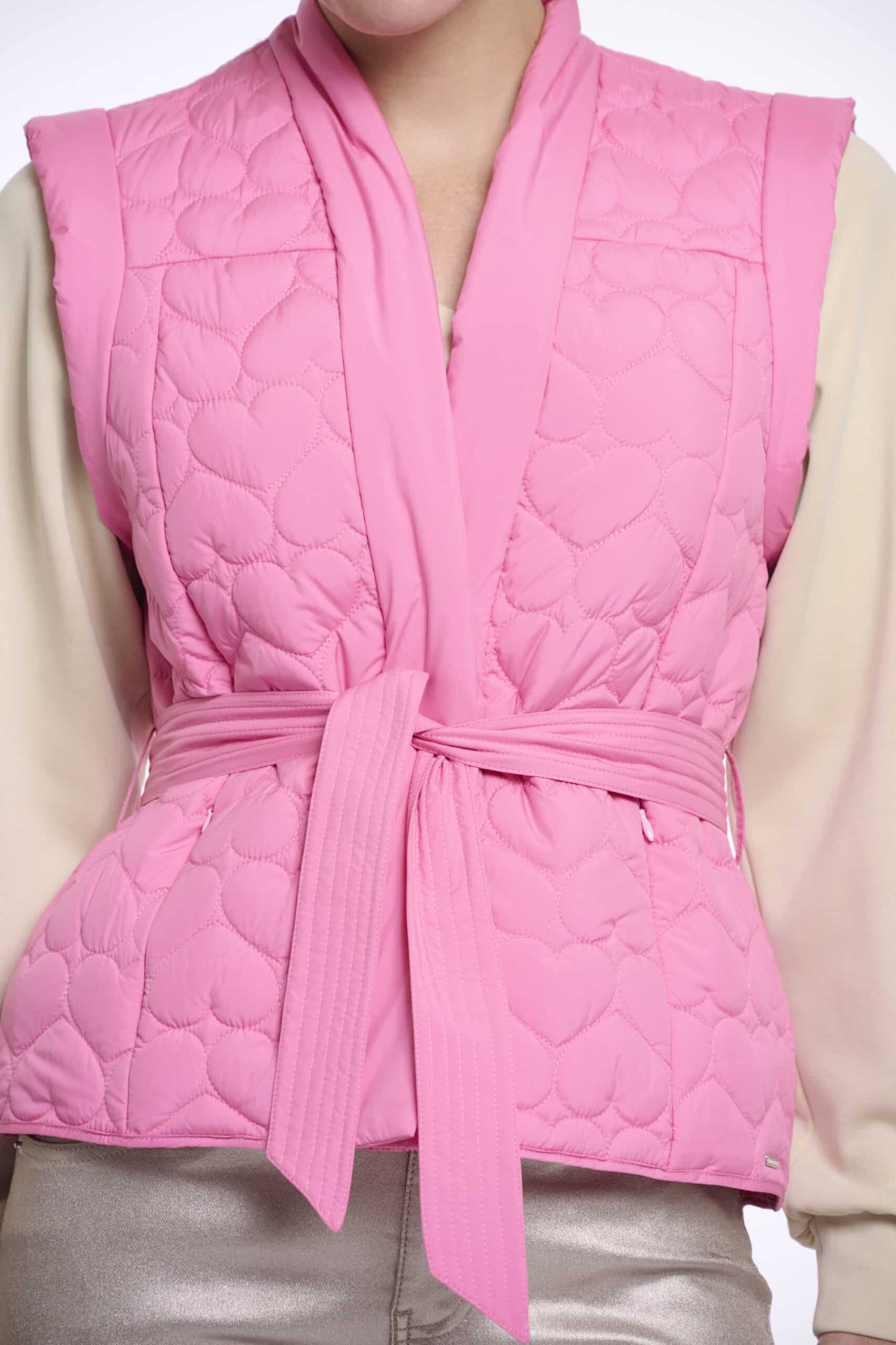Doria Quilted Bodywarmer with Belt, Bright Pink image 2