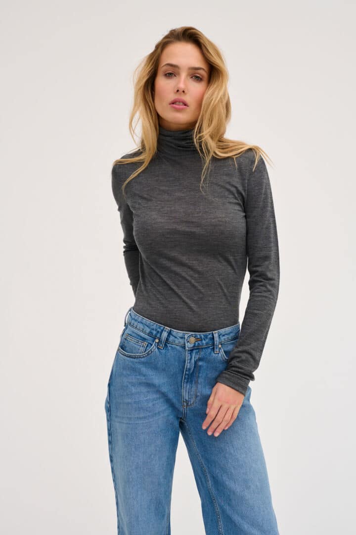 Rollneck Top, Dark Grey Melange image 1