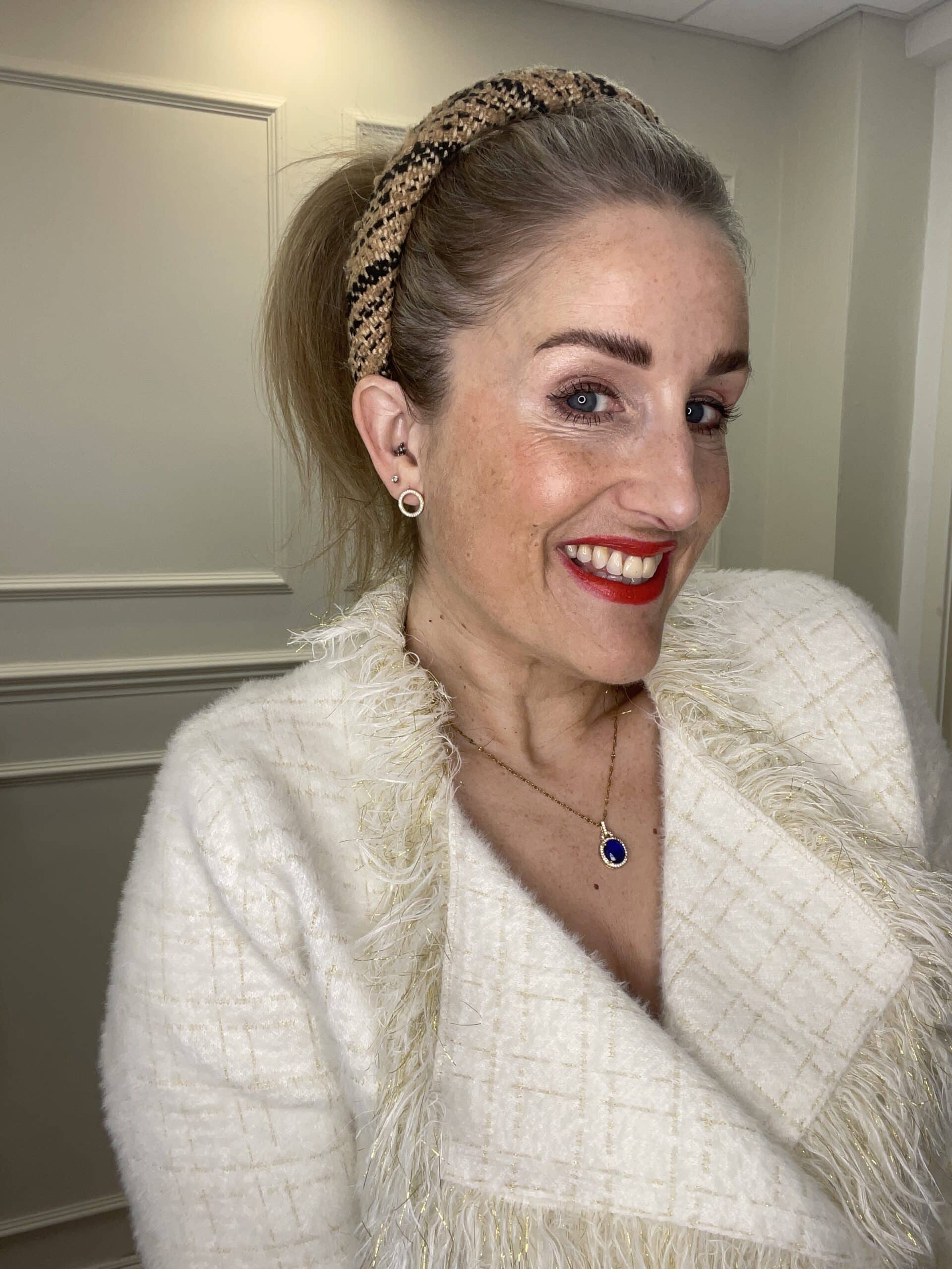 Classic Tweed Fringed Cardigan, Ivory image 2