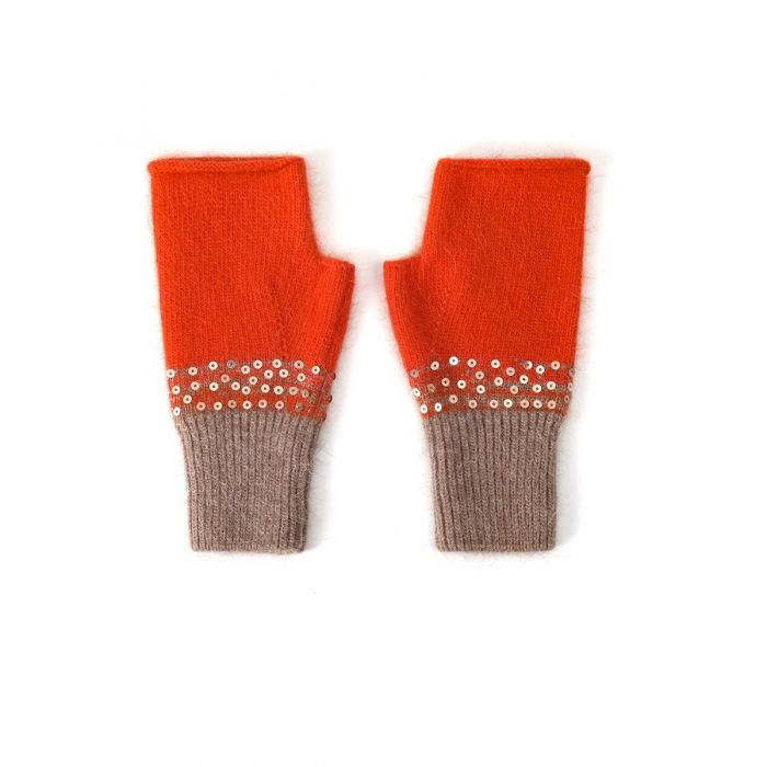 Sequin Handwarmers, Orange & Tan image 0