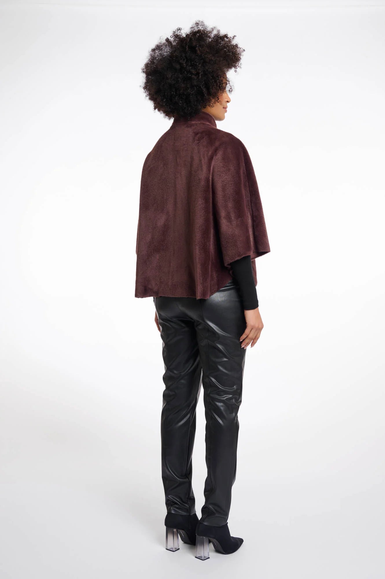 Dewi Faux Fur Cape, Chocolate Bean image 2