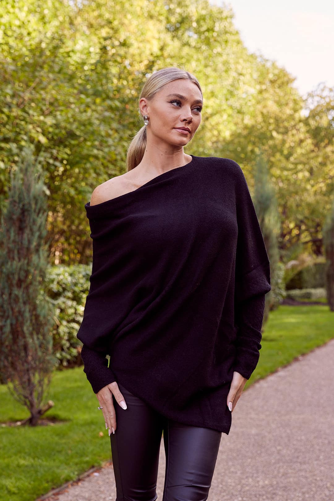 Asymmetric Knit, Black image 0