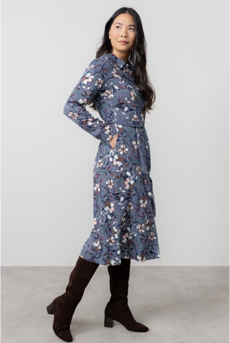 Anya Midi Shirt Dress, Shibori, Navy image 2