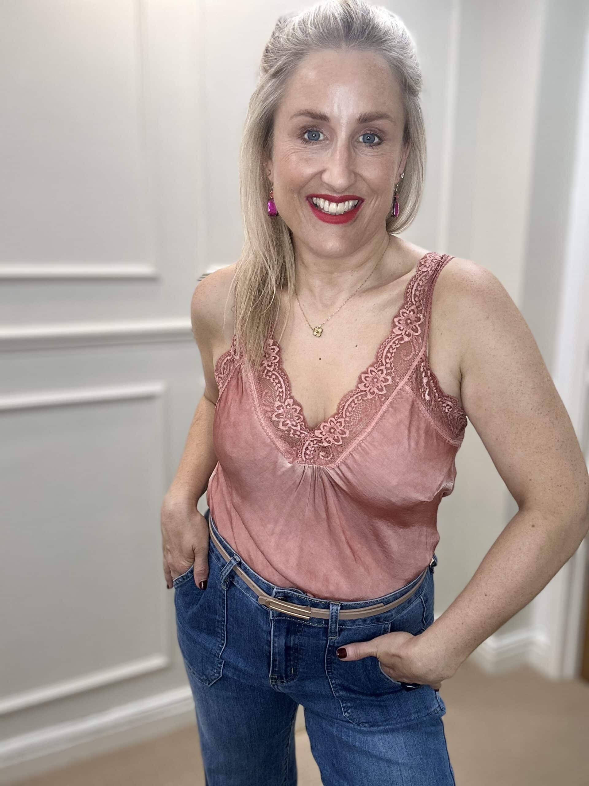 Lace Cami Vest, Dust Rose image 0