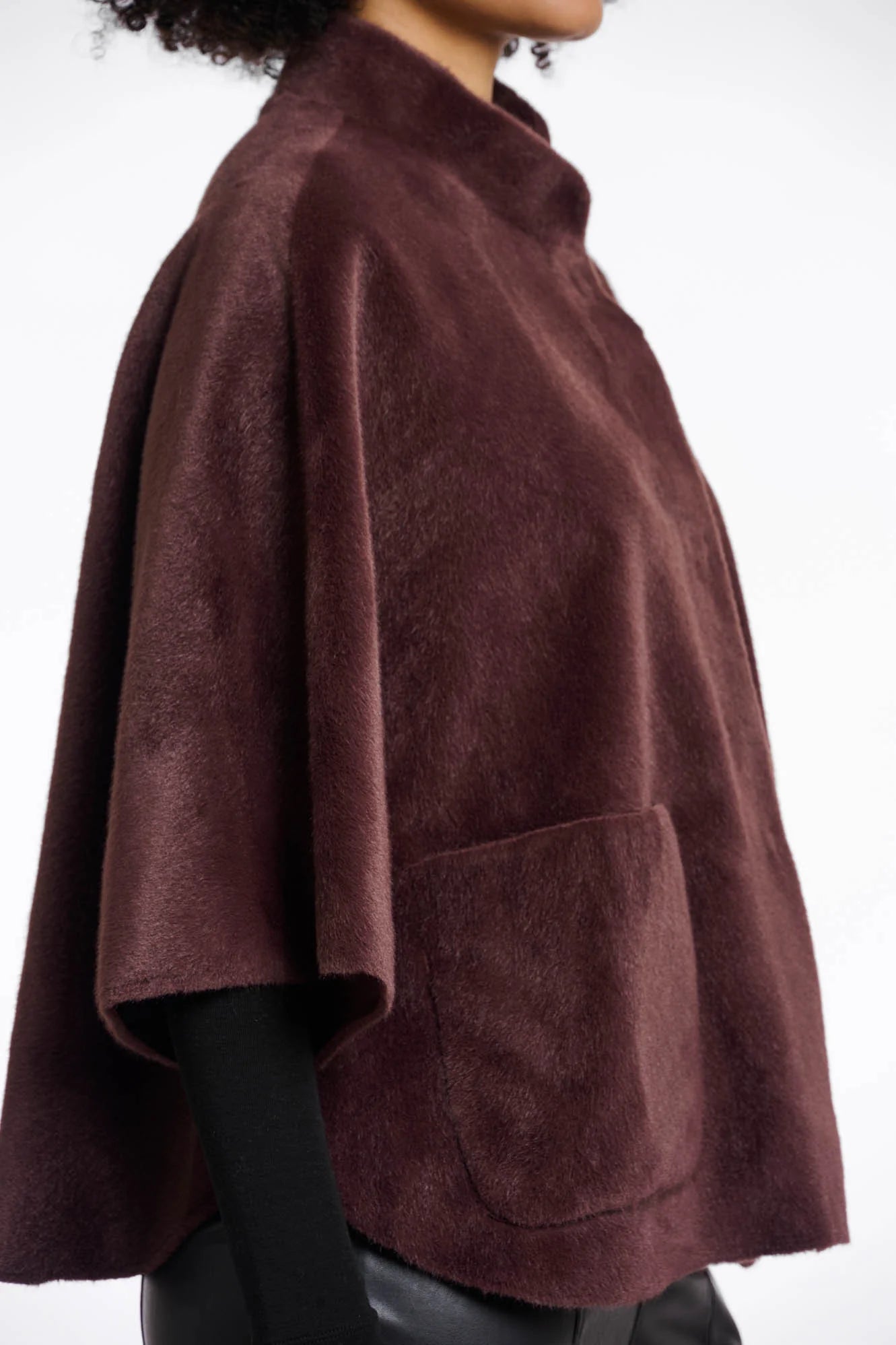 Dewi Faux Fur Cape, Chocolate Bean image 1