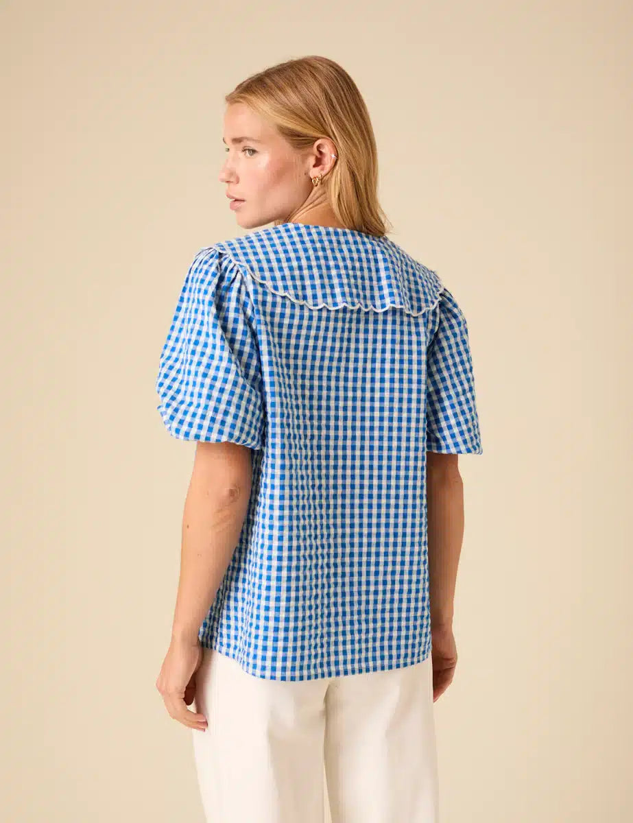 Birdie Blouse, Blue Gingham image 4