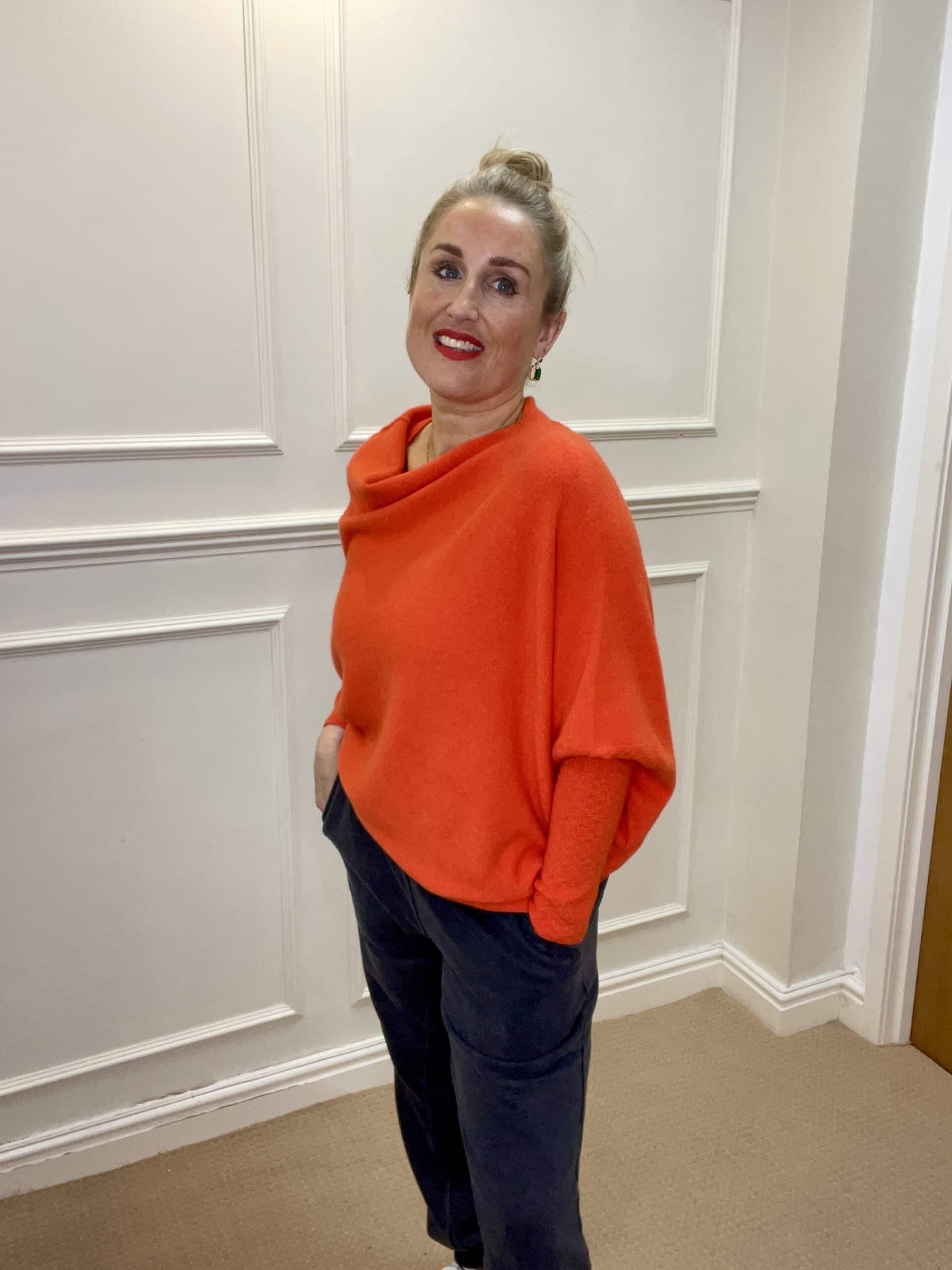 Asymmetric Knit, True Orange image 1