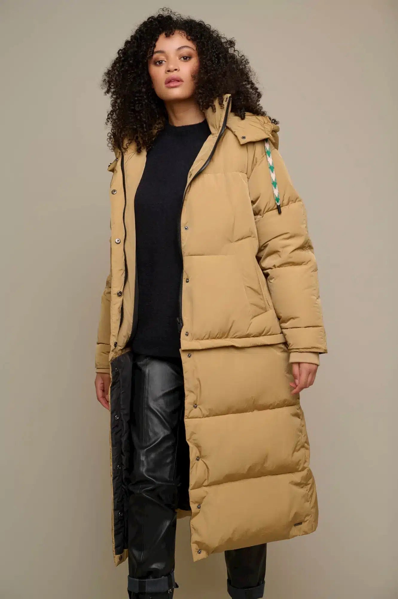Jola Coat with detachable skirt, Black image 2
