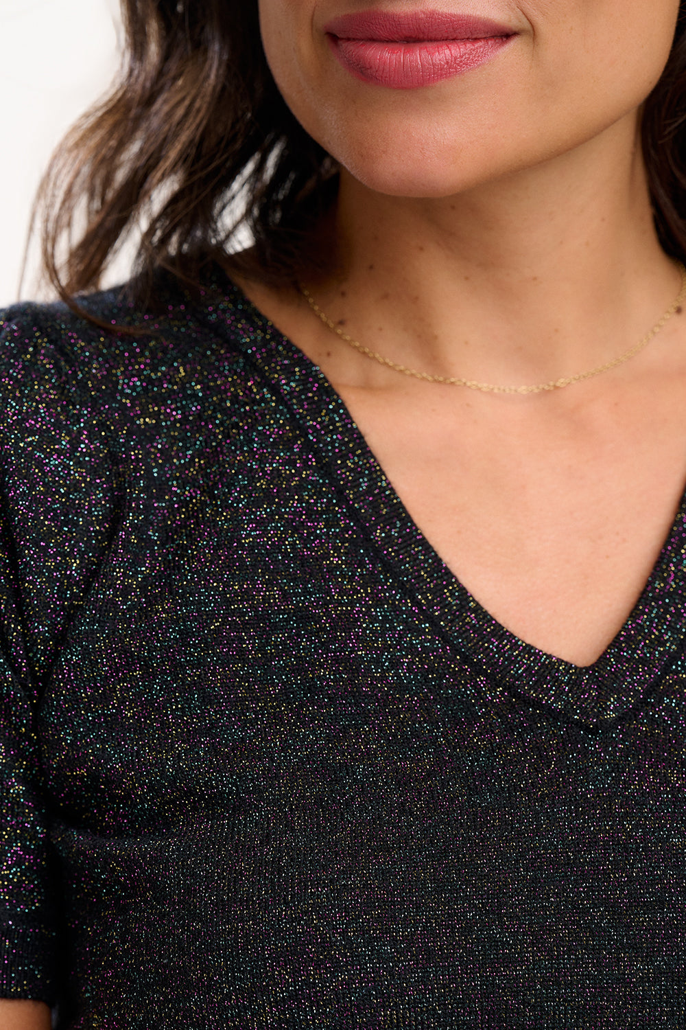Blossom Knit Top, Black, Rainbow Sparkle image 2