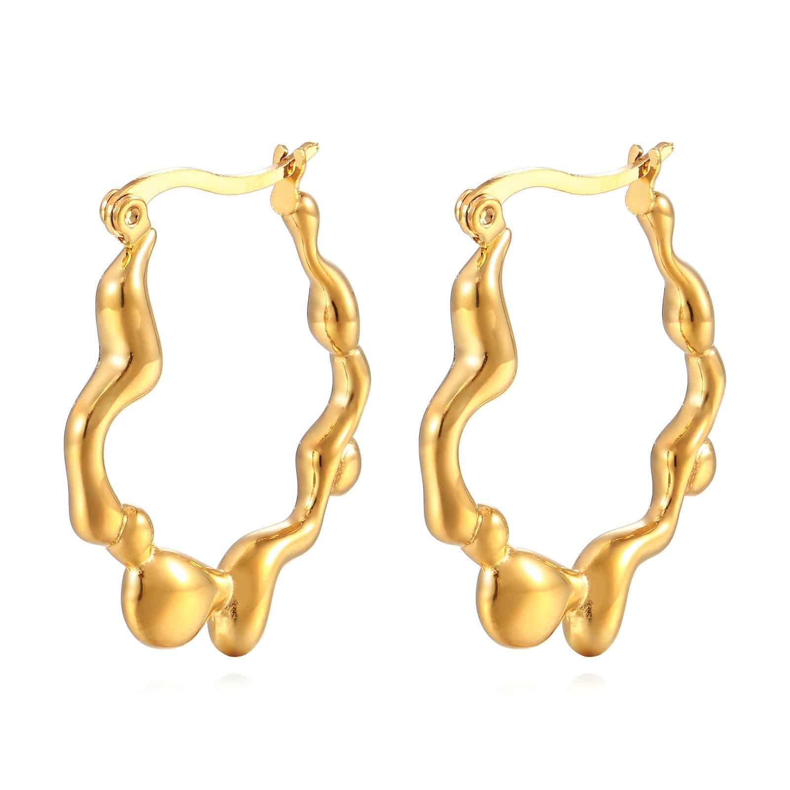 Gold-Plated Sculpted Hoop Earrings image 0