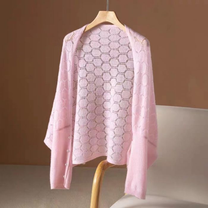 Penny Open Knit Cape, Pink image 3