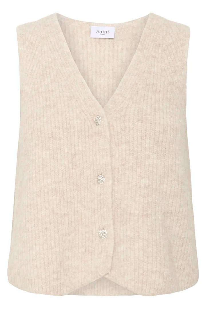 Xenya Knitted Waistcoat, Crystal Grey Melange image 4