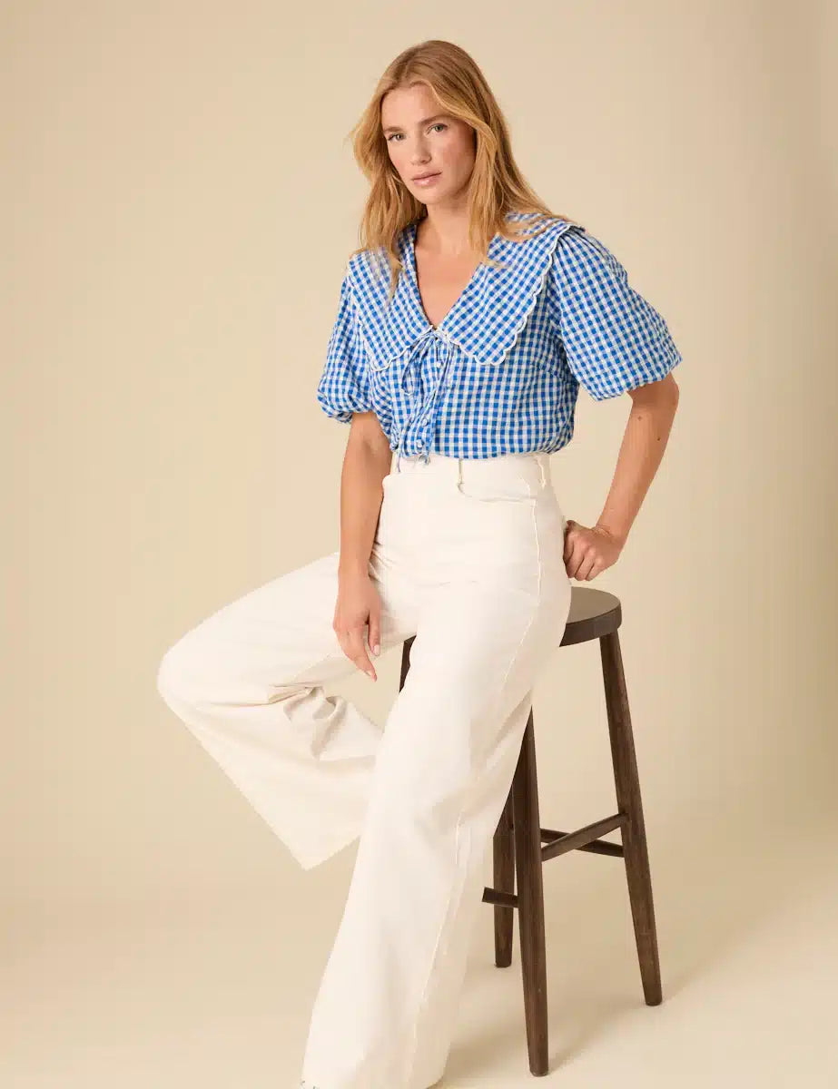 Birdie Blouse, Blue Gingham image 1
