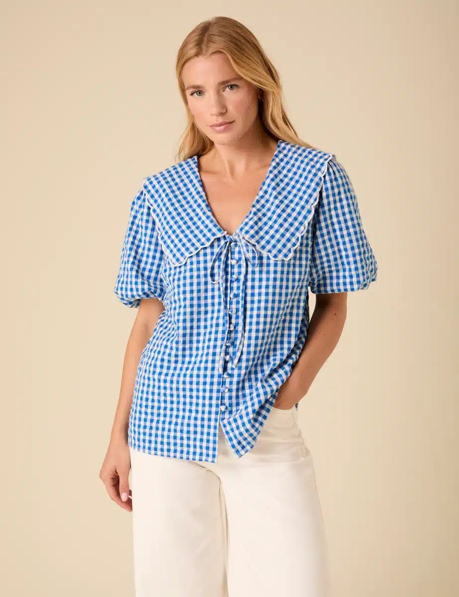 Birdie Blouse, Blue Gingham image 2