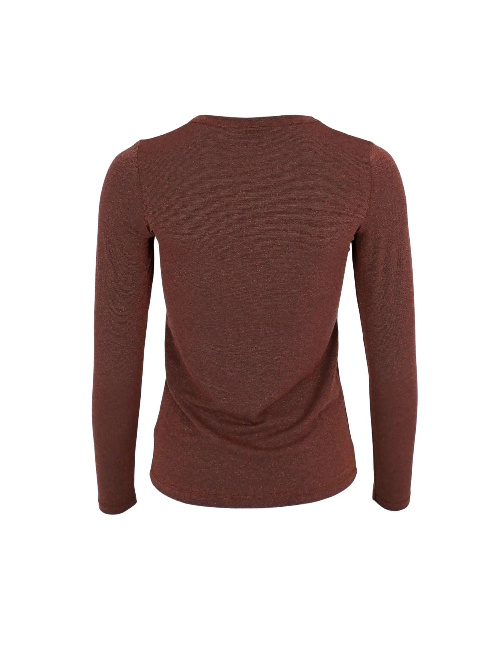 Faye Lurex Long-Sleeved Top, Coffee colour image 1