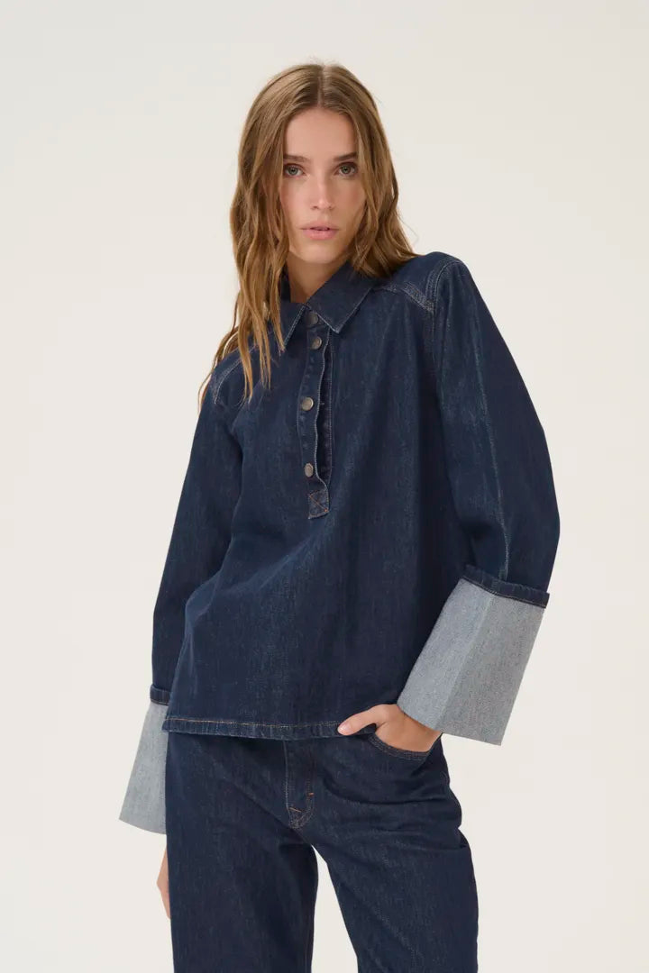 Abina Boxy Blouse, Indigo image 1