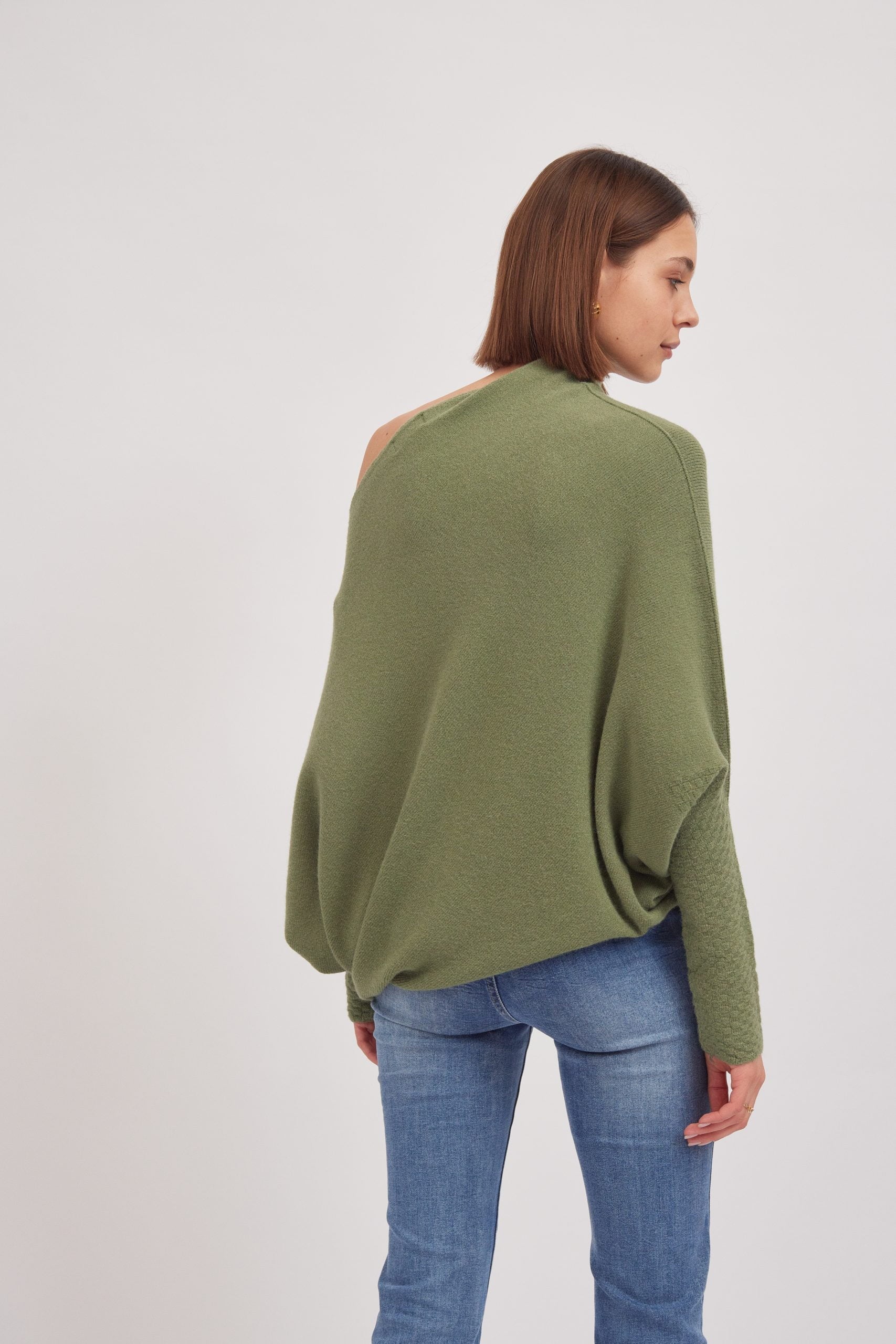 Asymmetric Knit, Olive image 1