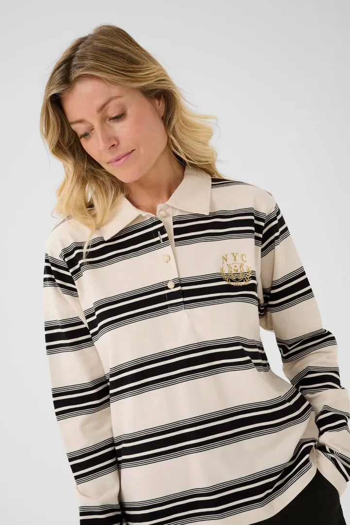 Carmell Rugby Shirt, Black and White Stripe image 1