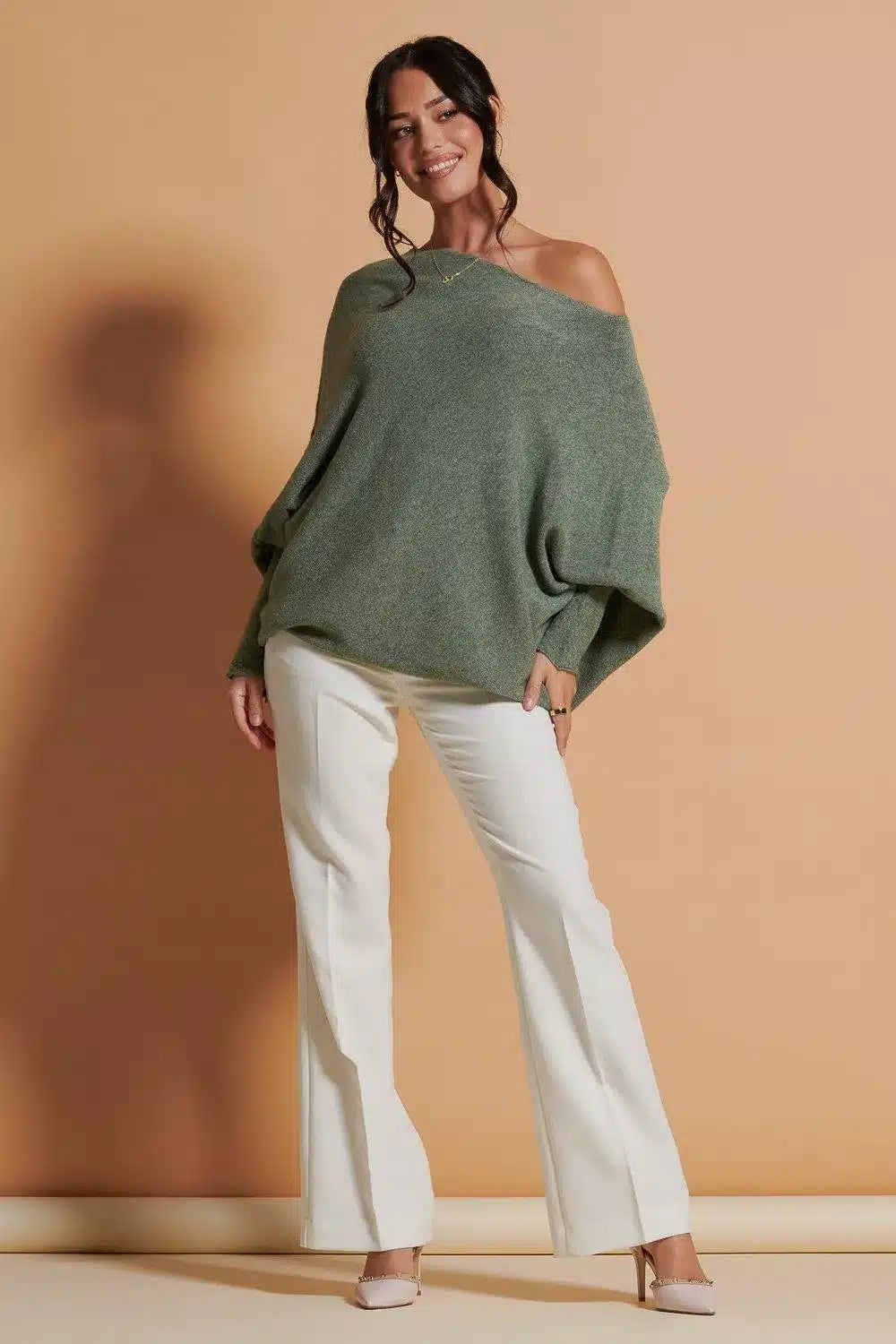 Asymmetric Knit, Moss Green image 3