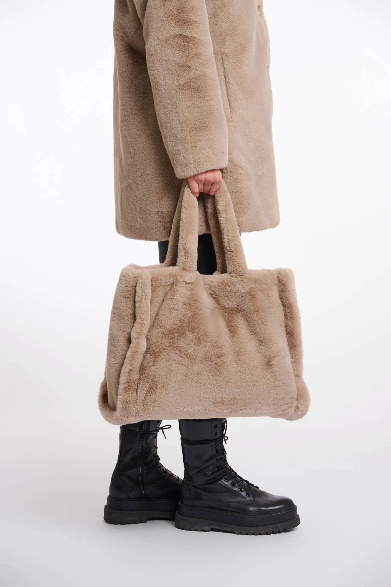 Daan Faux Fur Big Shopper Bag, Oat image 1