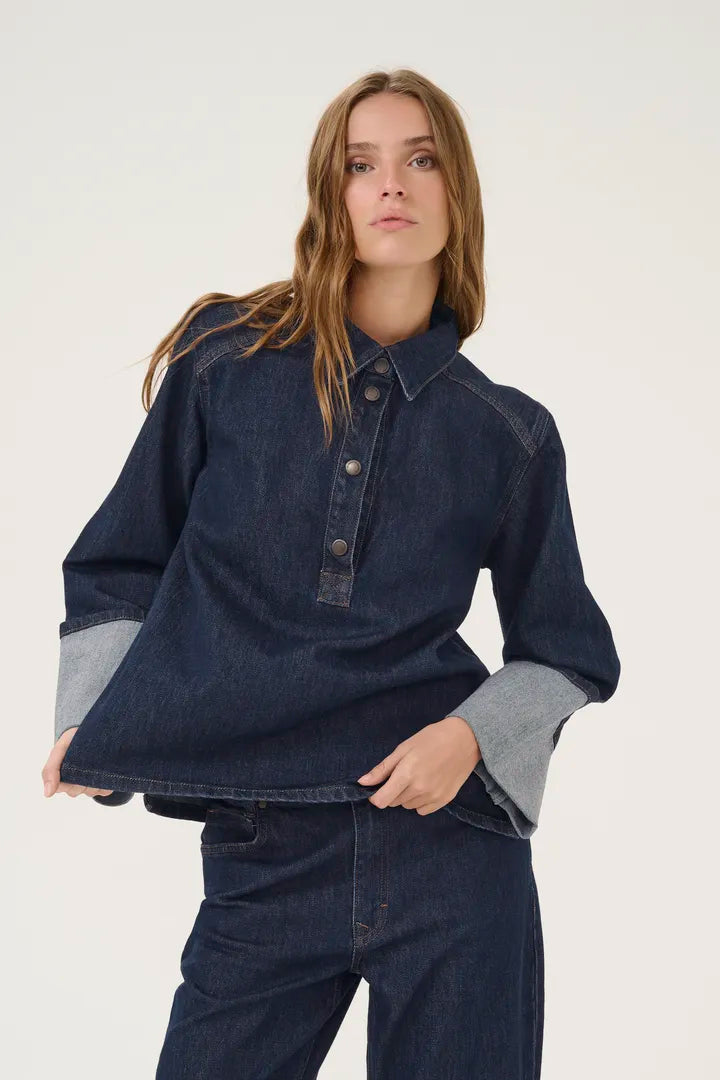 Abina Boxy Blouse, Indigo image 0