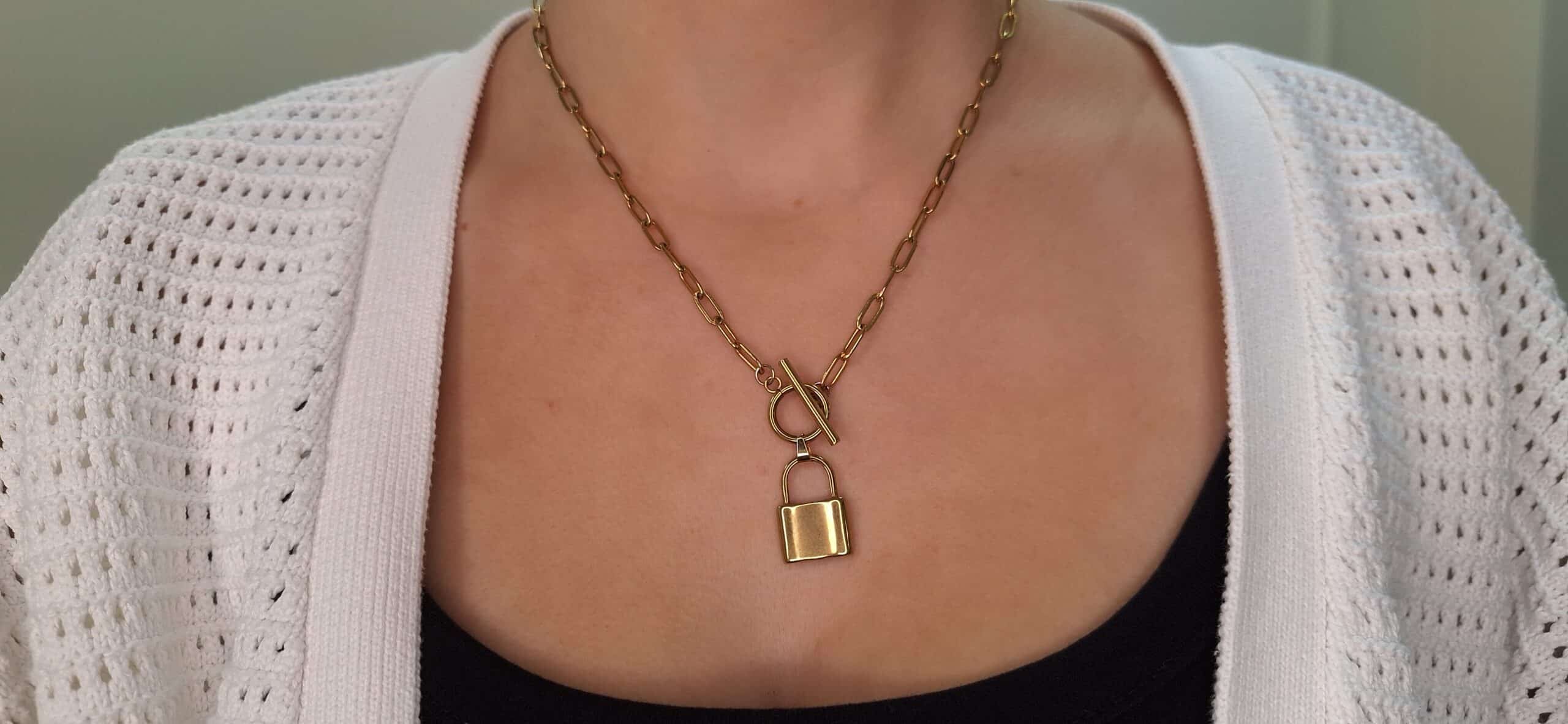 Gold-plated Lock Necklace image 2