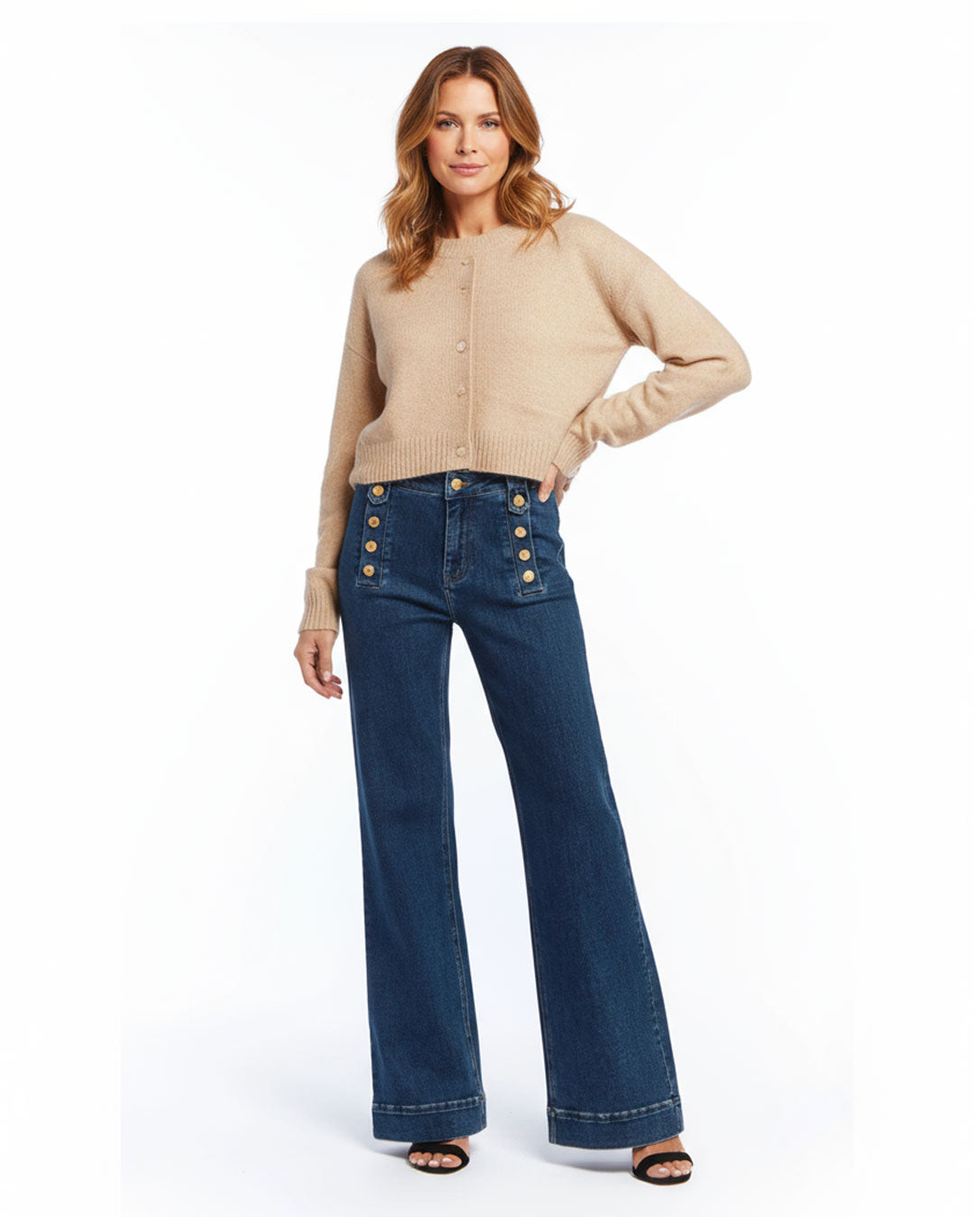 Sienna Button-Fronted Jean, Dark Blue image 2