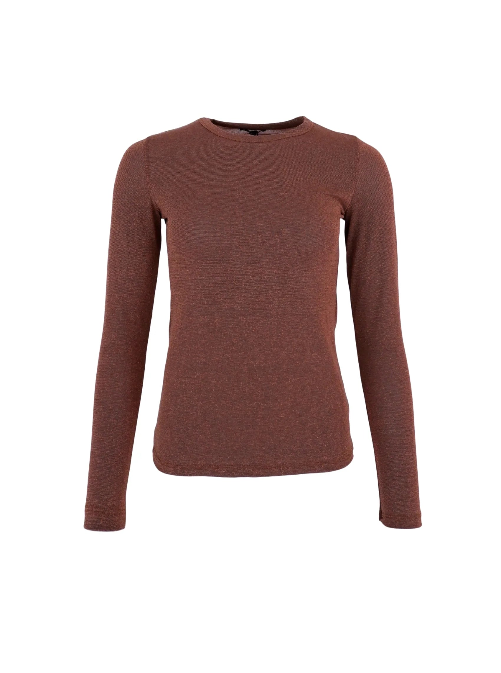 Faye Lurex Long-Sleeved Top, Coffee colour image 0
