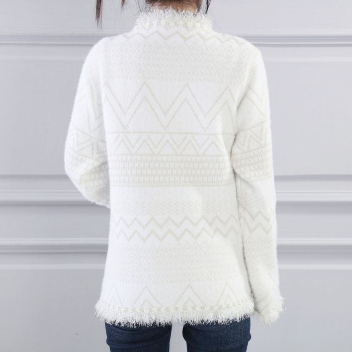 V Neck Cardigan, Cream image 1