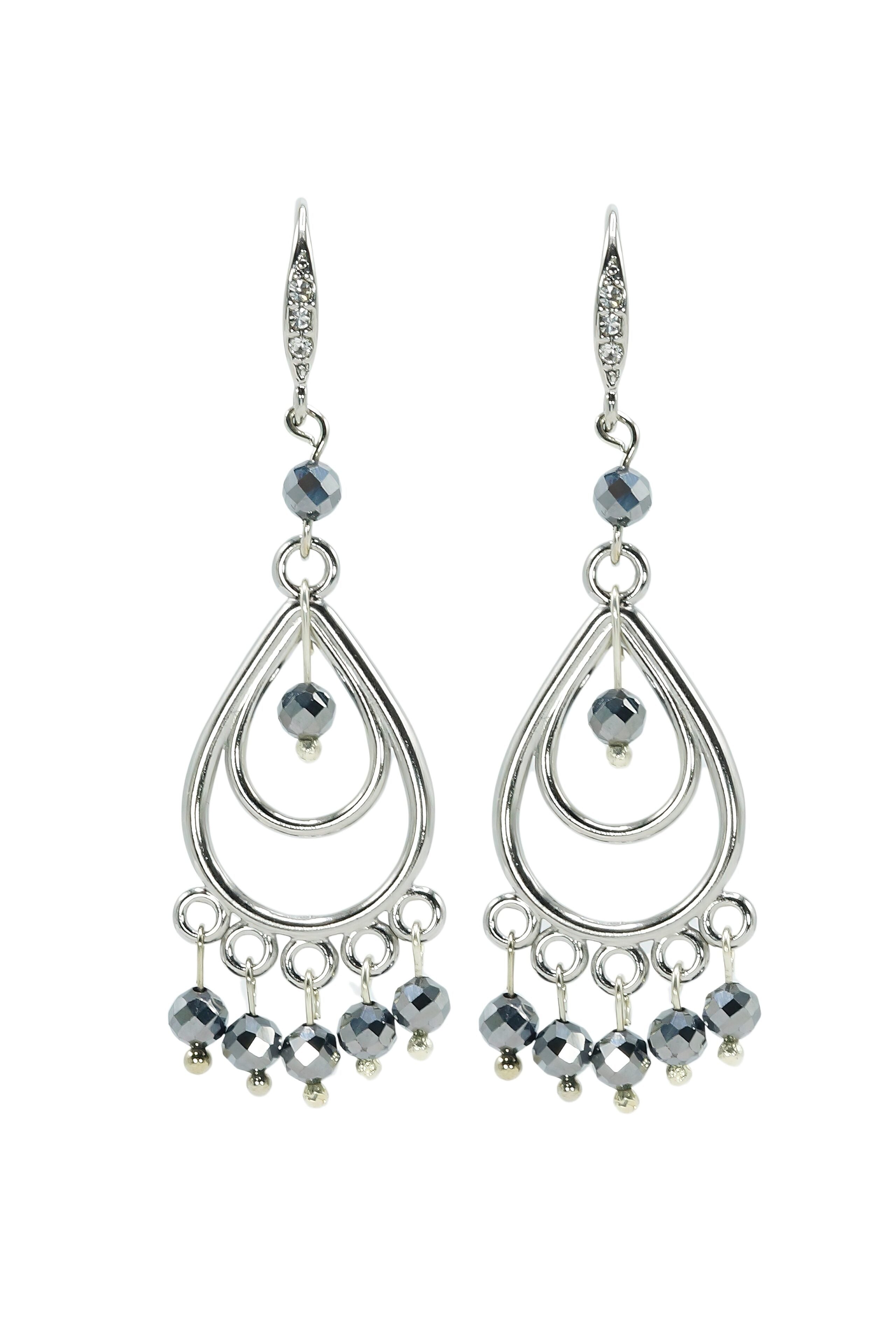 Silver Hematite Gemstone Chandelier Earrings image 0