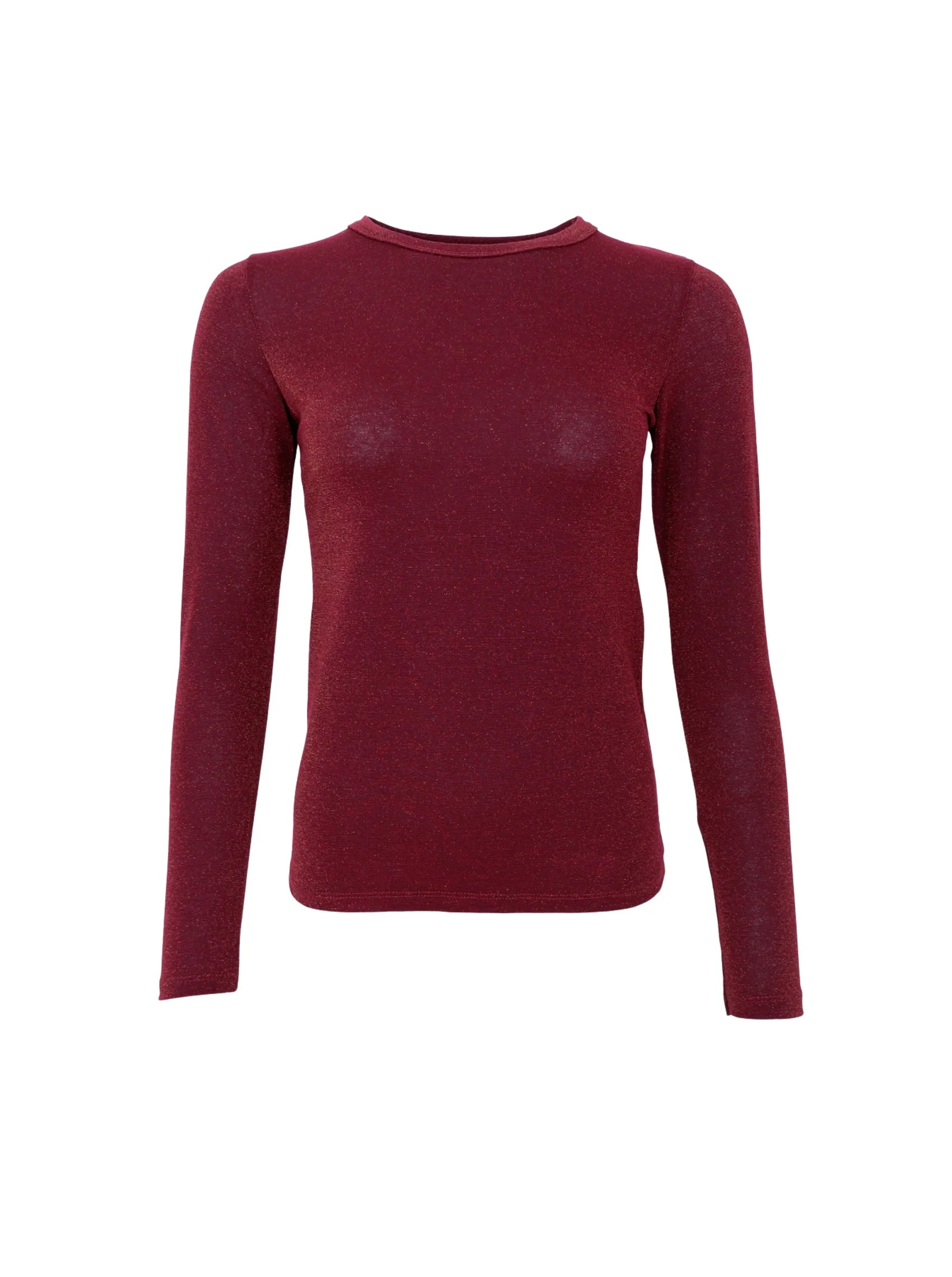 Faye Lurex Long-Sleeved Top, Plum colour image 0