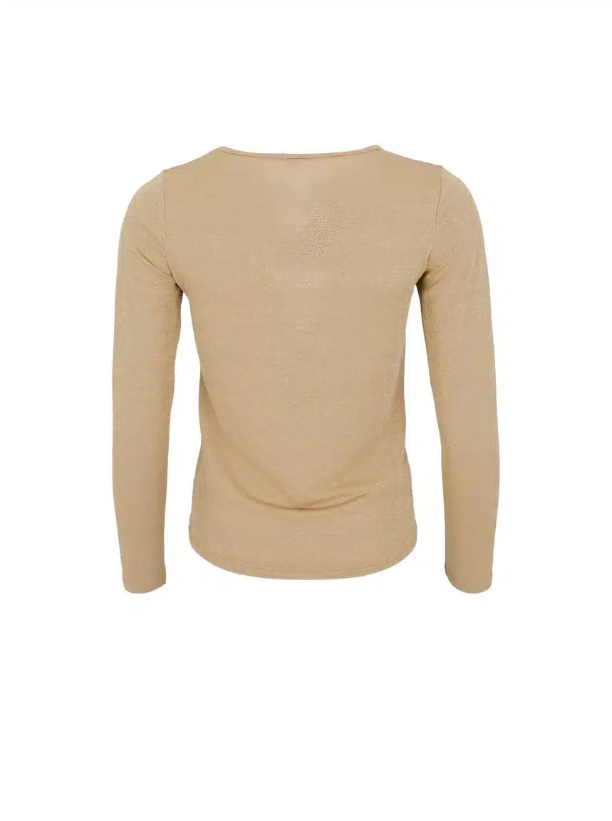 Faye Lurex V-neck Blouse, Gold colour image 3