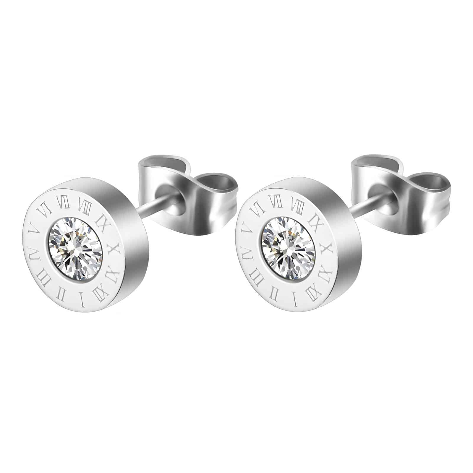 Silver Roman Numeral Stud Earrings image 0