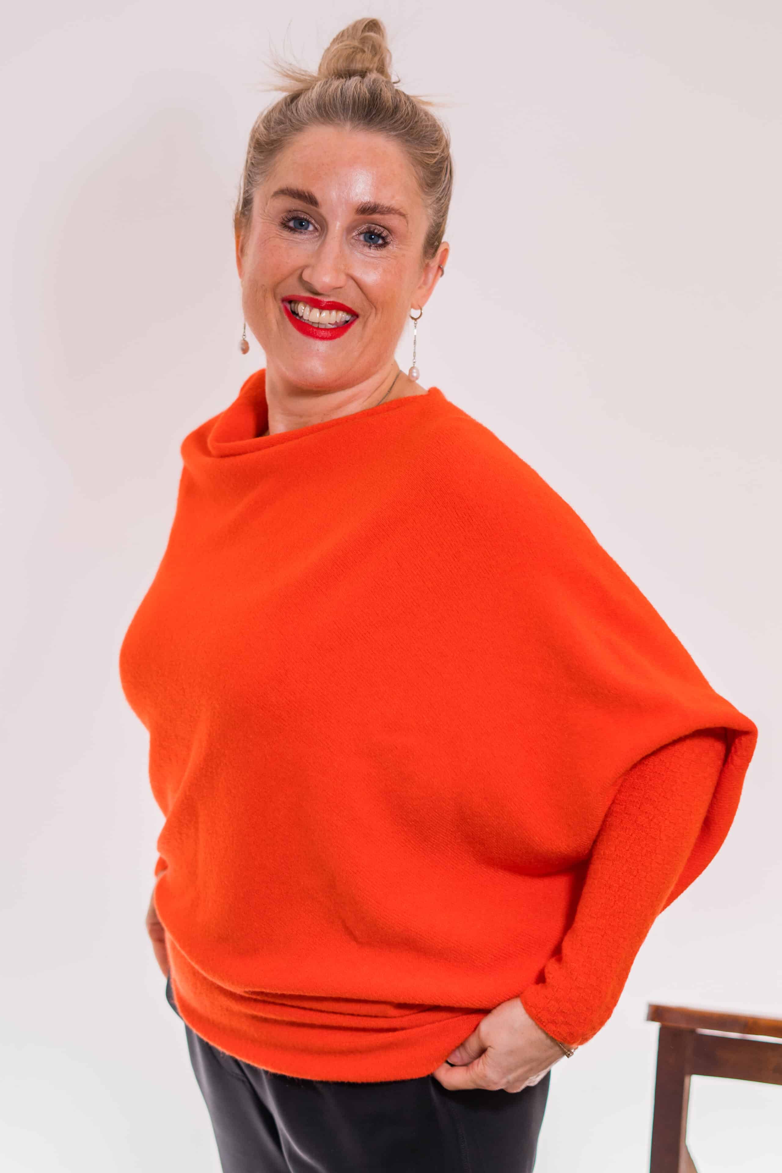 Asymmetric Knit, Orange image 2