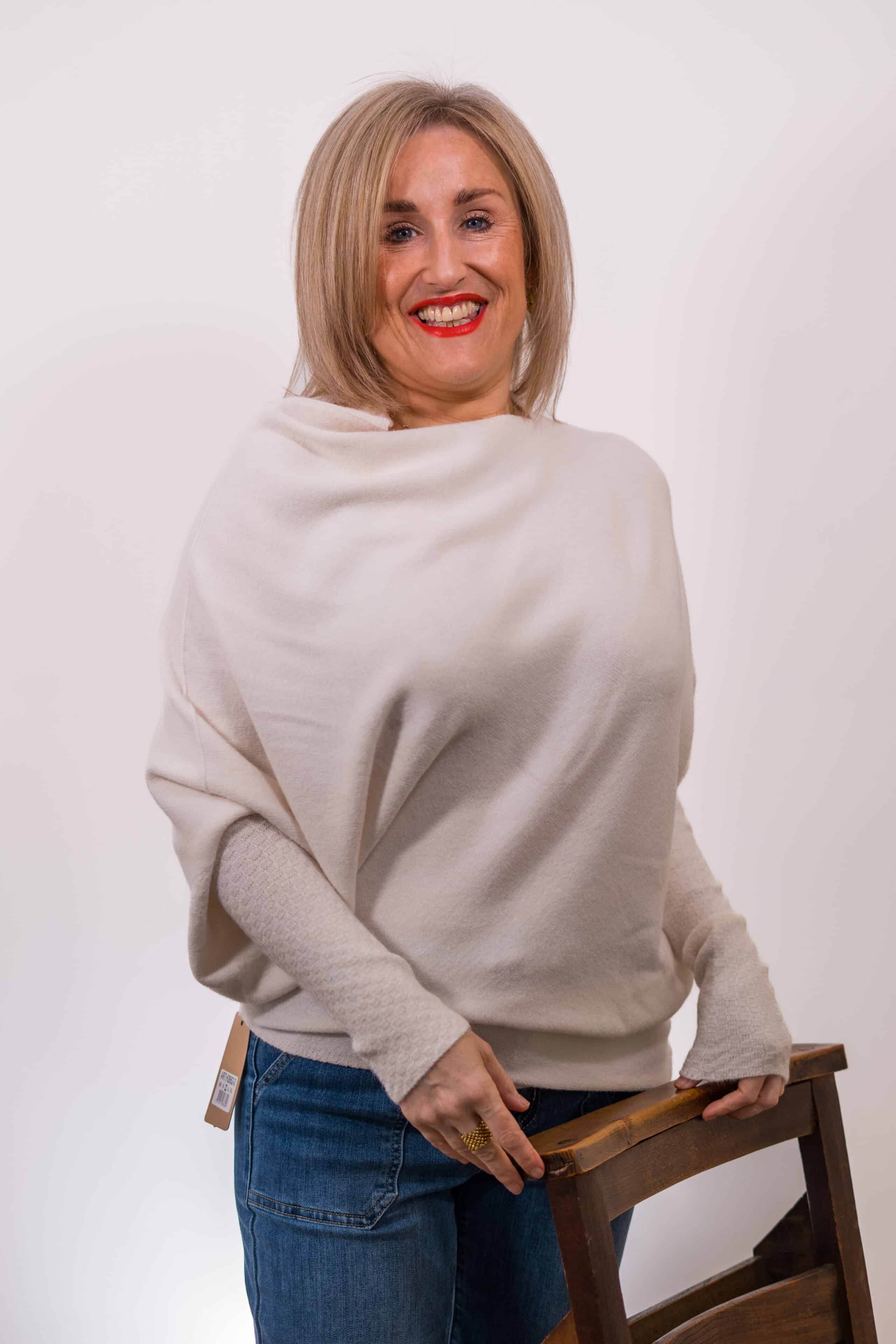 Asymmetric Knit, Cream image 1