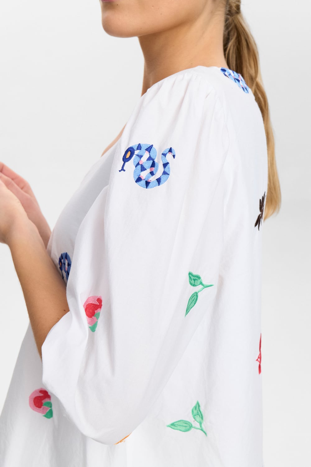 Valentine Embroidered Dress, Bright White image 3