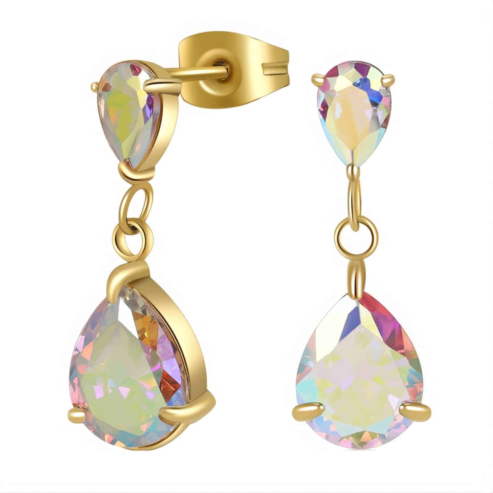 Gold-Plated Gem Drop Earrings image 0