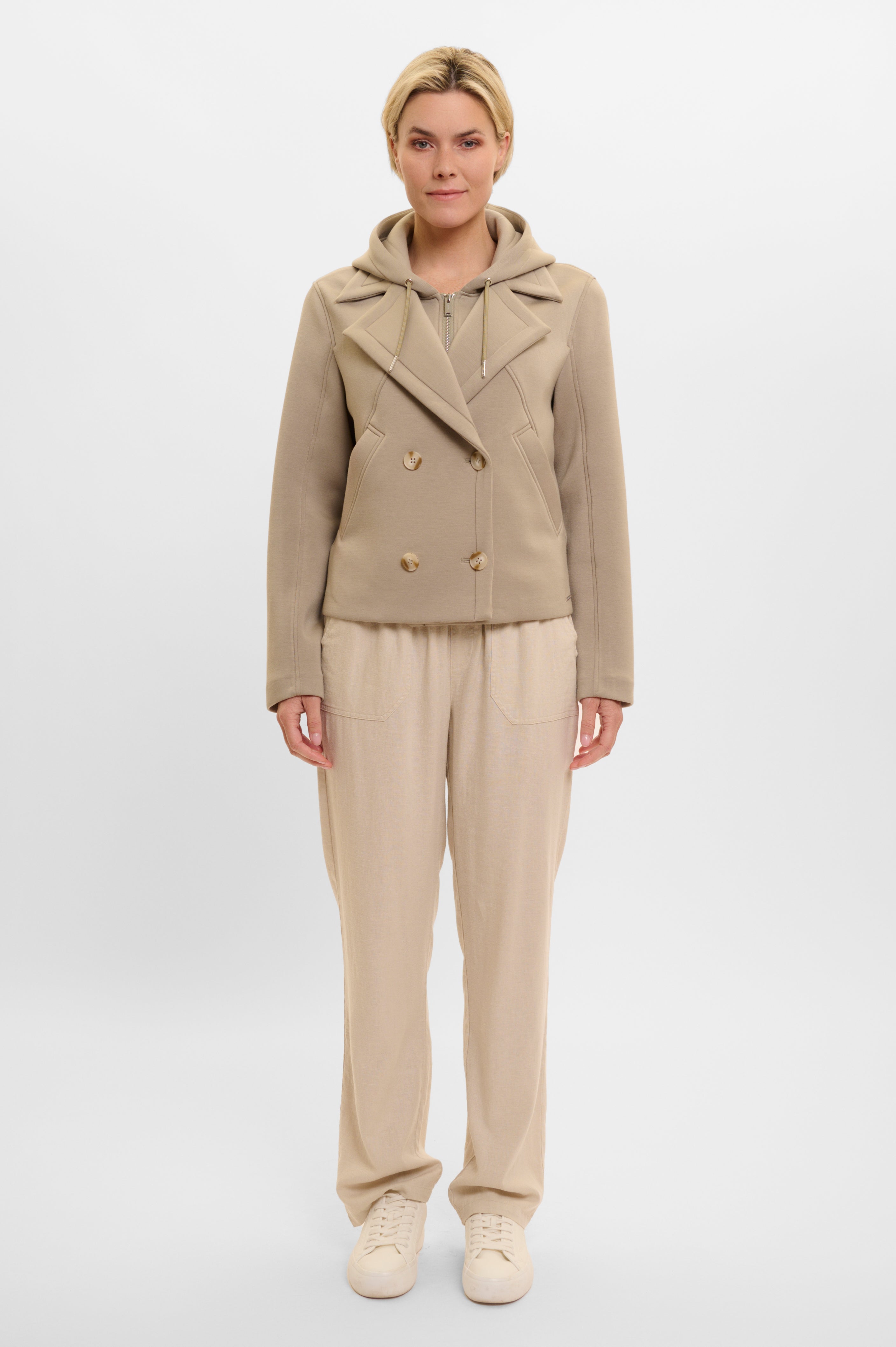 Jennifer Jacket with Detachable Hood Collar, Dusty Khaki image 4