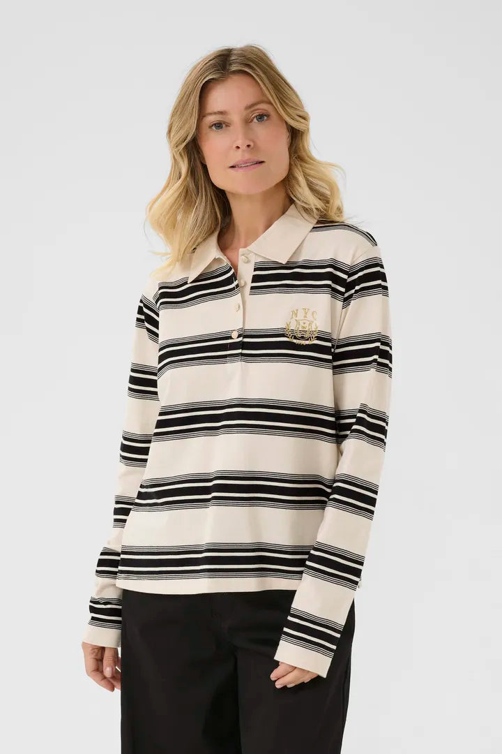 Carmell Rugby Shirt, Black and White Stripe image 0