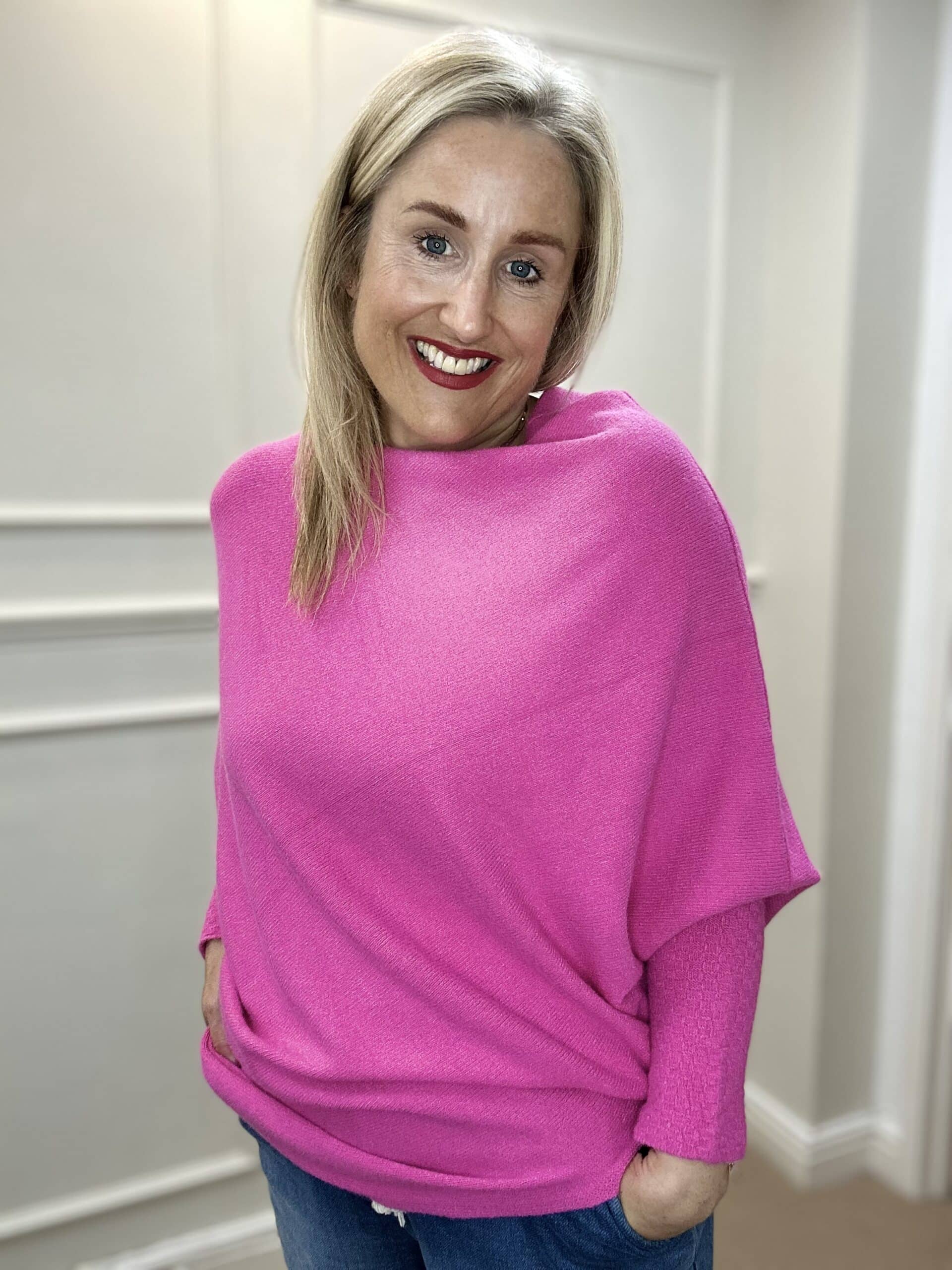 Asymmetric Knit, Cerise image 0