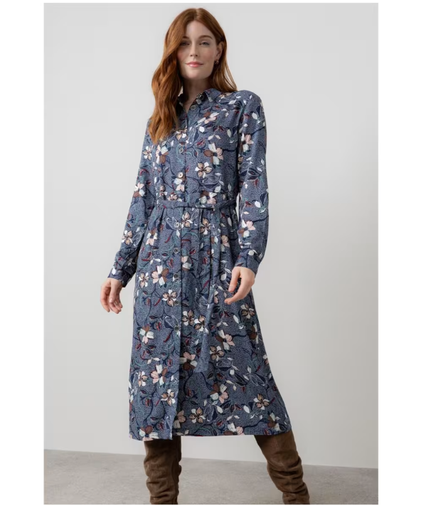 Anya Midi Shirt Dress, Shibori, Navy image 4