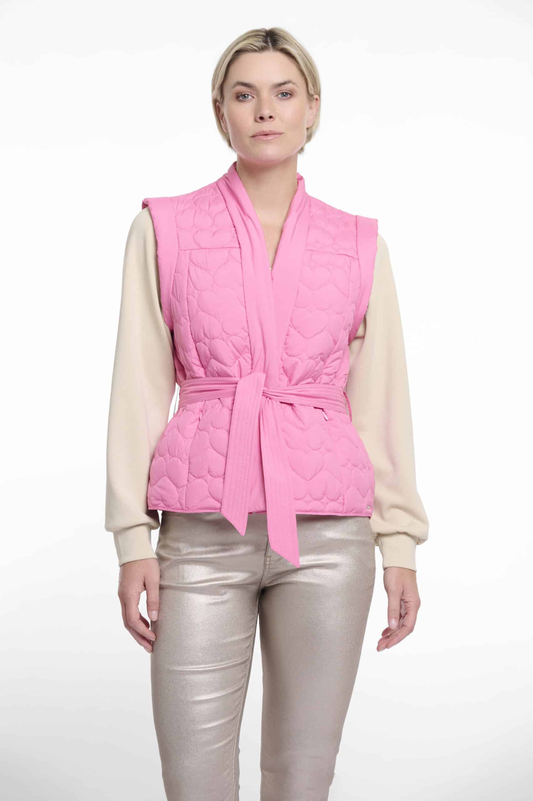 Doria Quilted Bodywarmer with Belt, Bright Pink image 0