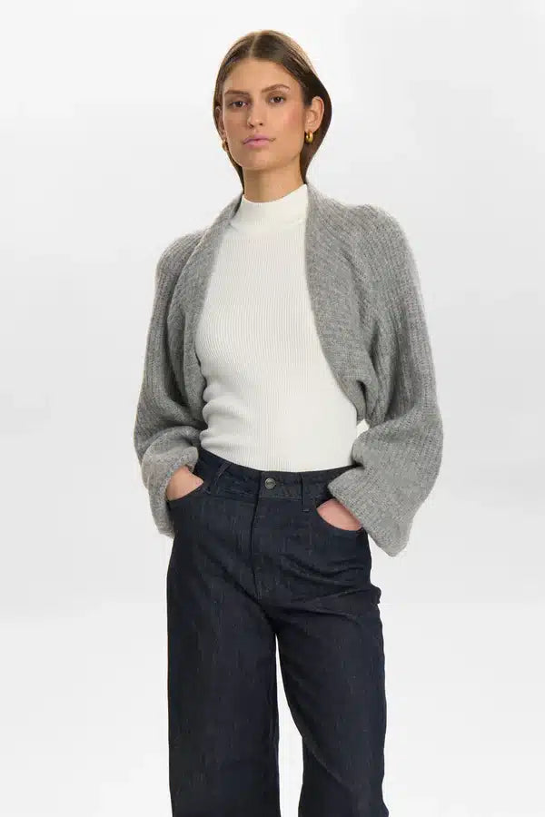 Mina Bolero Cardigan, Light Grey melange image 0