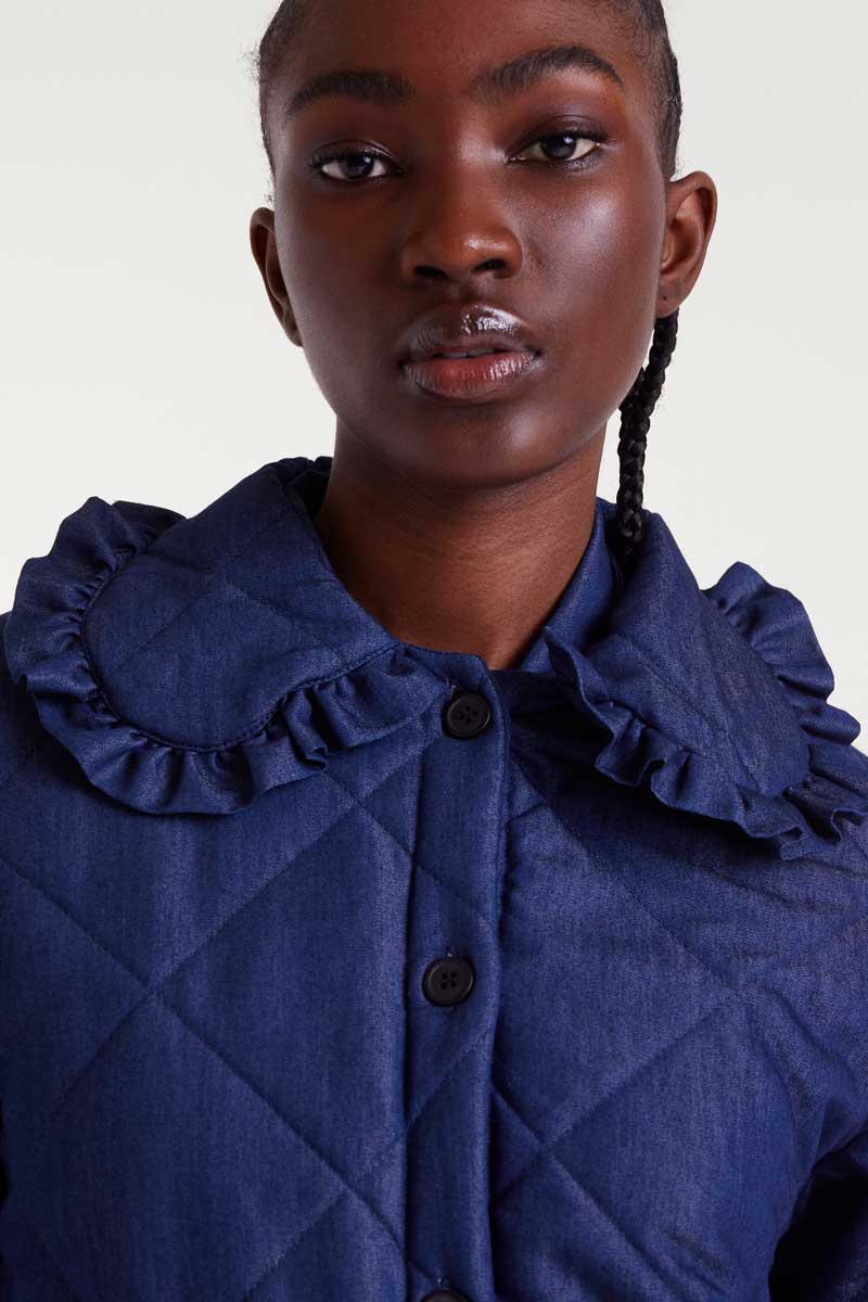 Pilar Chambray Fabric Coat, Blue image 2