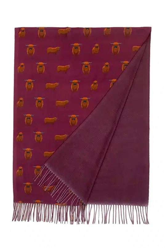 Highland Buffalo Print Wool Blend Scarf image 3