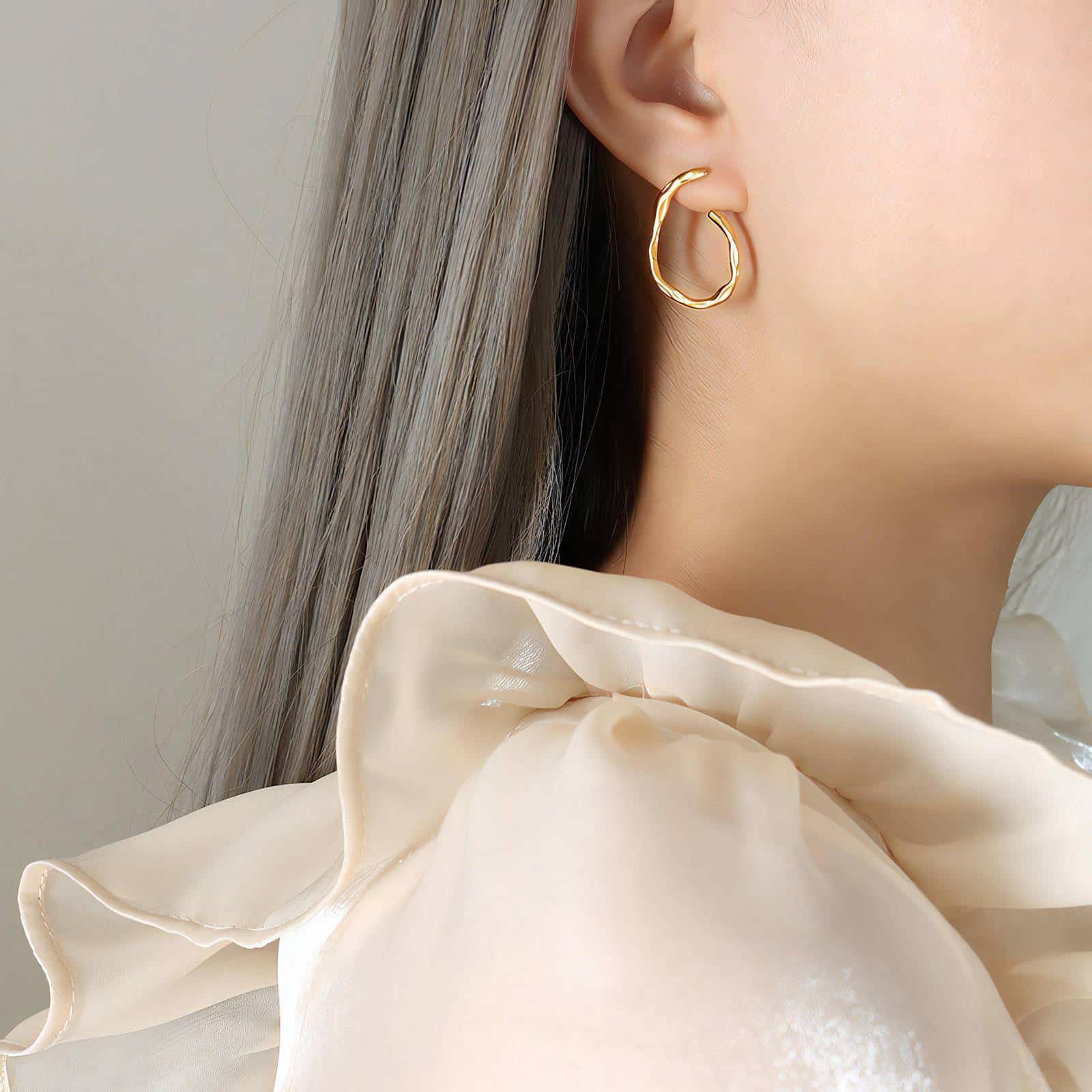 Gold-plated Wrought Earrings image 1