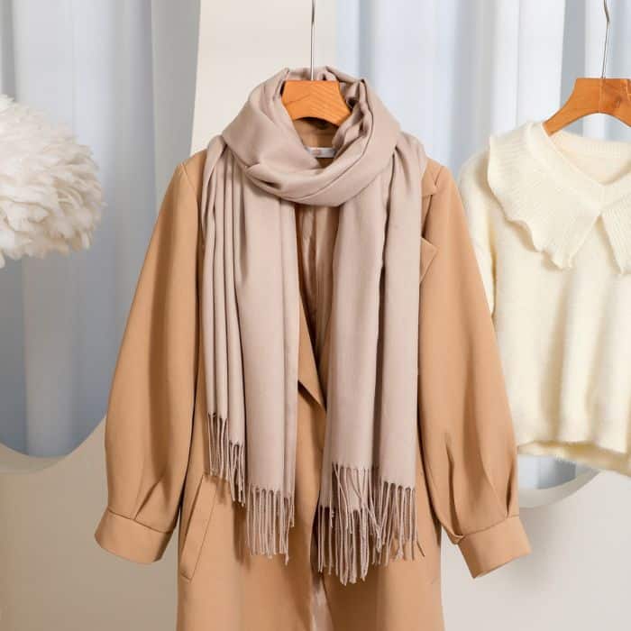 Tasselled Pashmina, Beige image 0